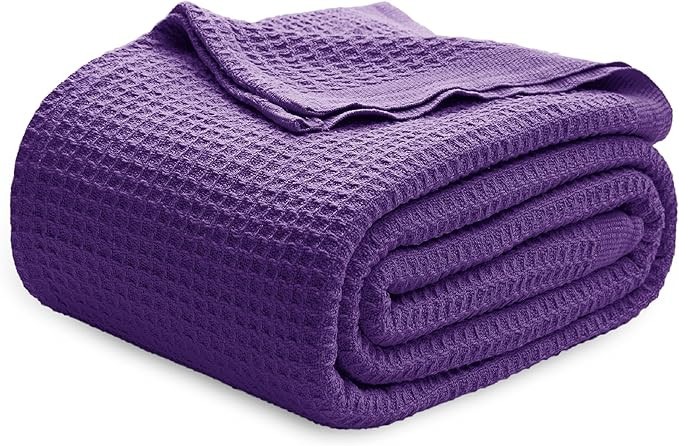 Bedsure 100% Cotton Blankets Queen Size for Bed - Waffle Weave Blankets for Summer, Lightweight a... | Amazon (US)