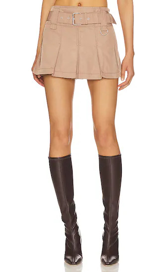 Ariella Mini Skirt in Khaki Brown | Revolve Clothing (Global)