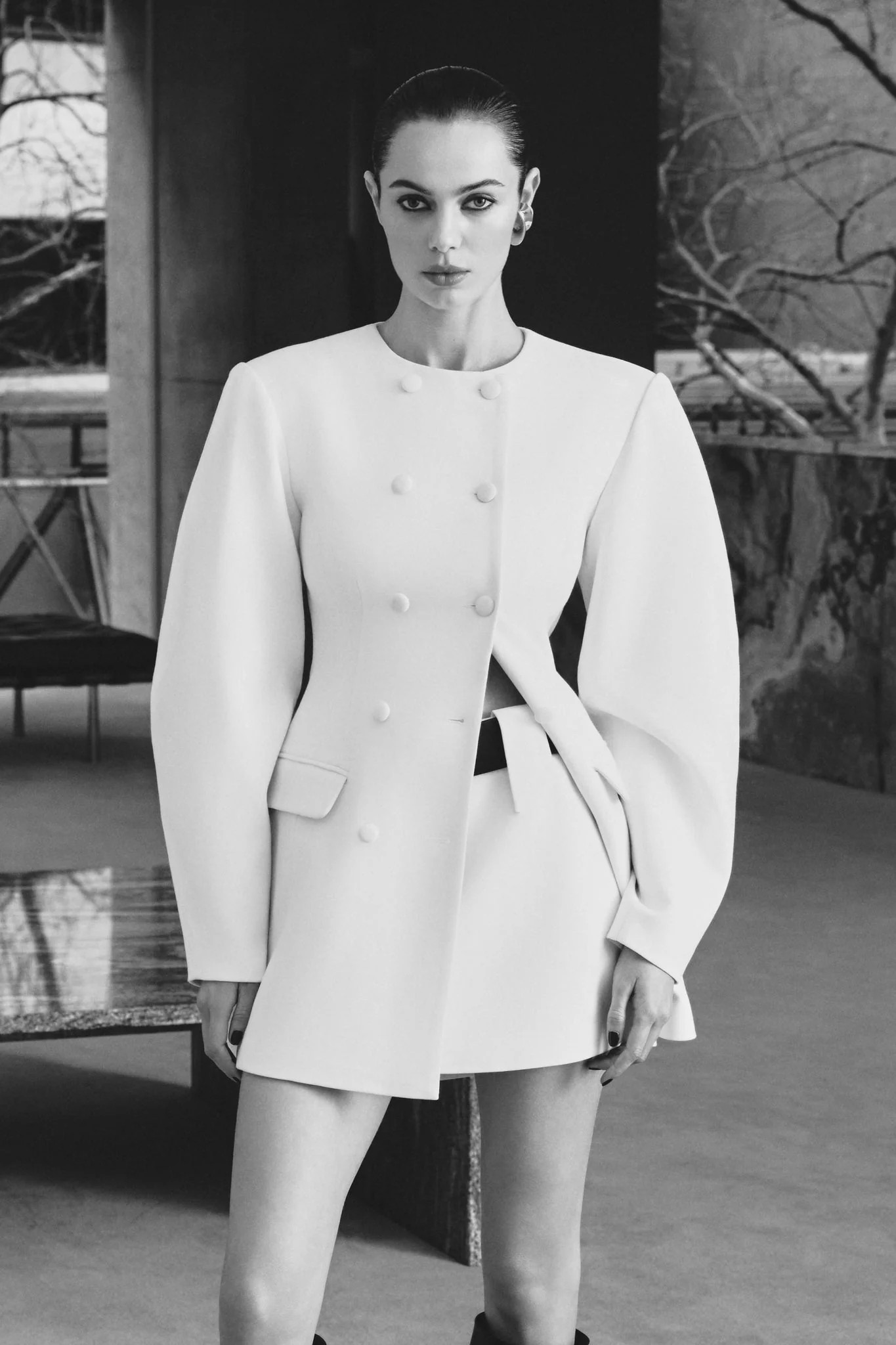 Gina Suiting Mini Skirt - Ivory | MESHKI US