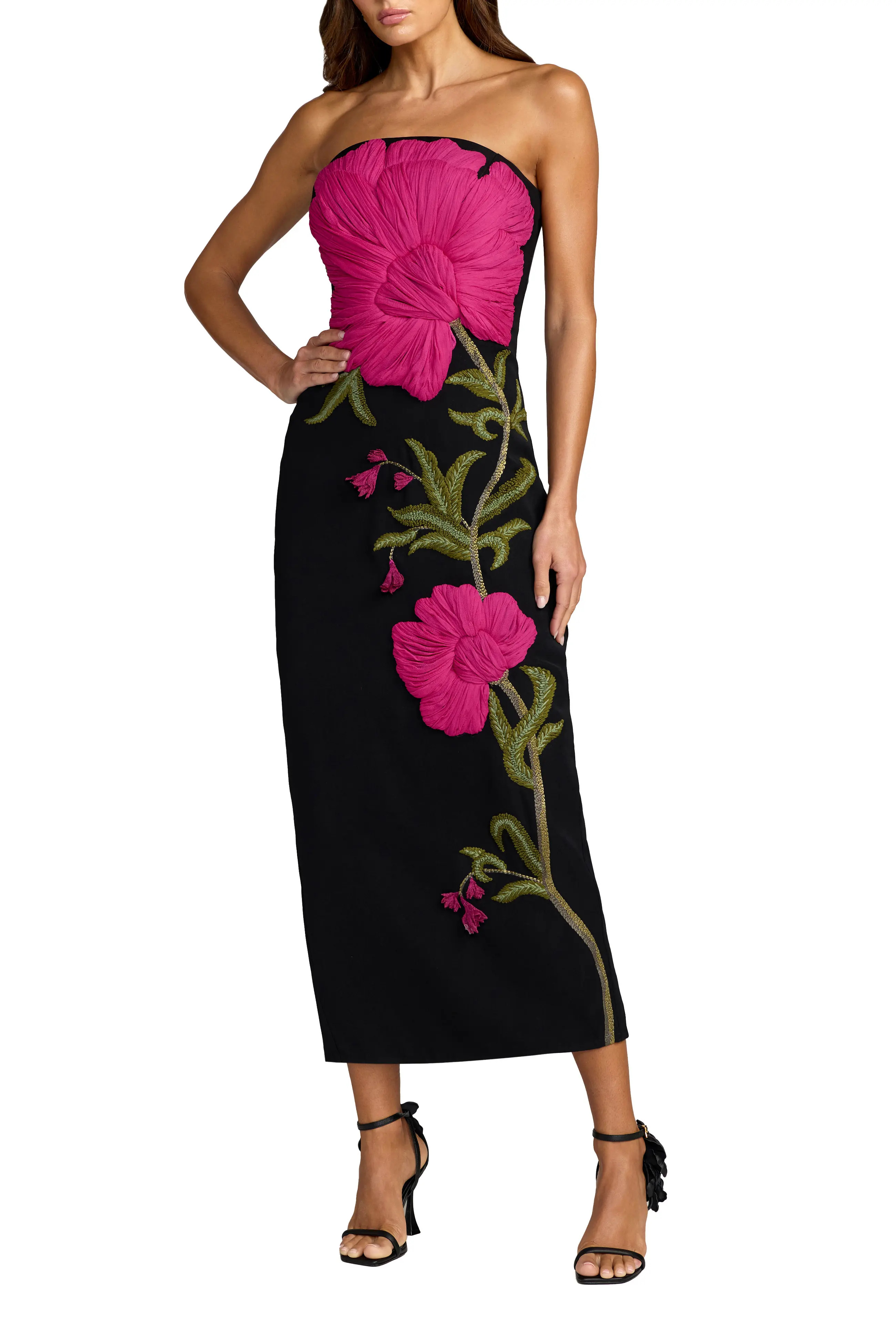 Strapless Floral Embroidered Midi Dress (Women) | Nordstrom | Nordstrom