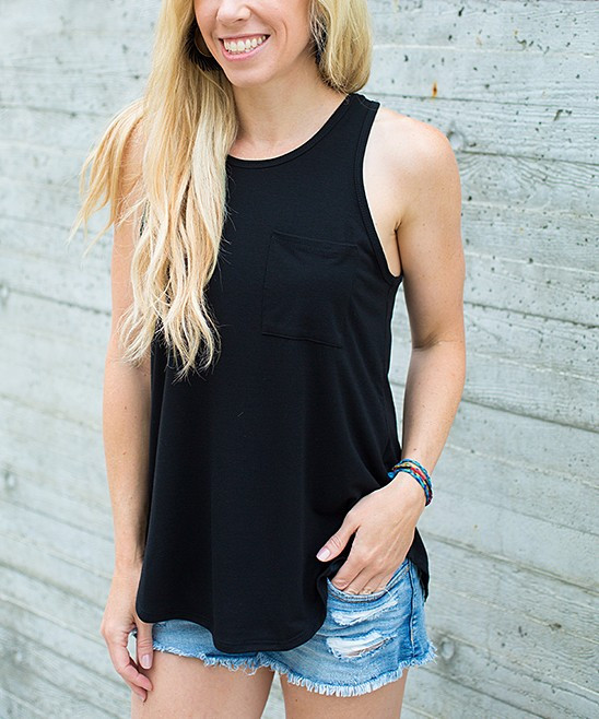 Olivia & Jane Women's Tank Tops - Black Tank | Zulily