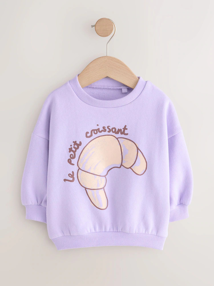 Lilac Purple Crossiant Crew Neck Sweatshirt (3mths-7yrs) | Next US