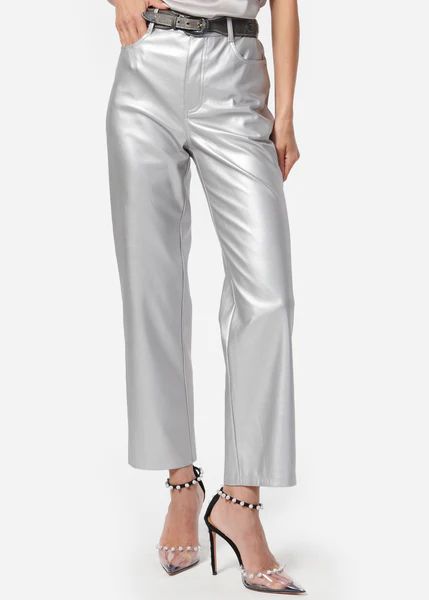 Hanie Vegan Leather Pant Silver | CAMI NYC