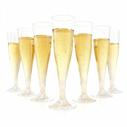 Bestluck 100 Pack Champagne Flutes Plastic, 4.5 oz Clear Plastic Disposable Stemware, Disposable Champagne Flutes for Party, Mimosa Bar, Wedding, Anniversary and Graduation | Amazon (US)