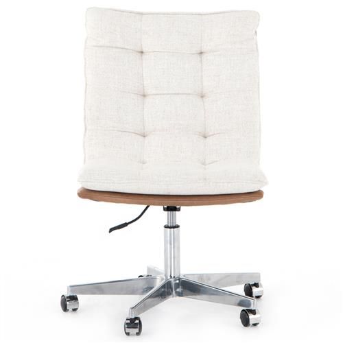 Amir Modern Tufted Cream Upholstered Aluminum Casters Rolling Office Side Chair | Kathy Kuo Home