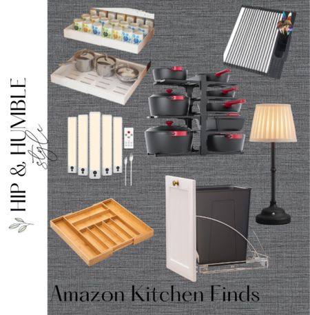 Here are some amazing Amazon kitchen finds to keep things organized and utilize space - including a compact pot rack, pull out drawers, drawer organizer and lighting  

#LTKstyletip #LTKhome