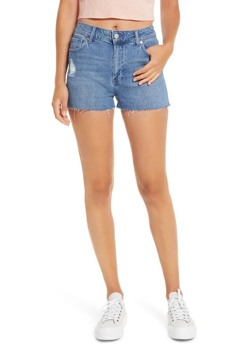 Distressed Fray Hem High Waist Denim Shorts | Nordstrom