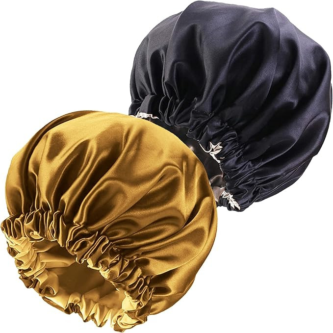 NIXISWAG 2PCS Silk Bonnet Sleep Cap for Curly Hair-Silk Hair Wrap for Sleeping-Bonnet for Women-S... | Amazon (UK)