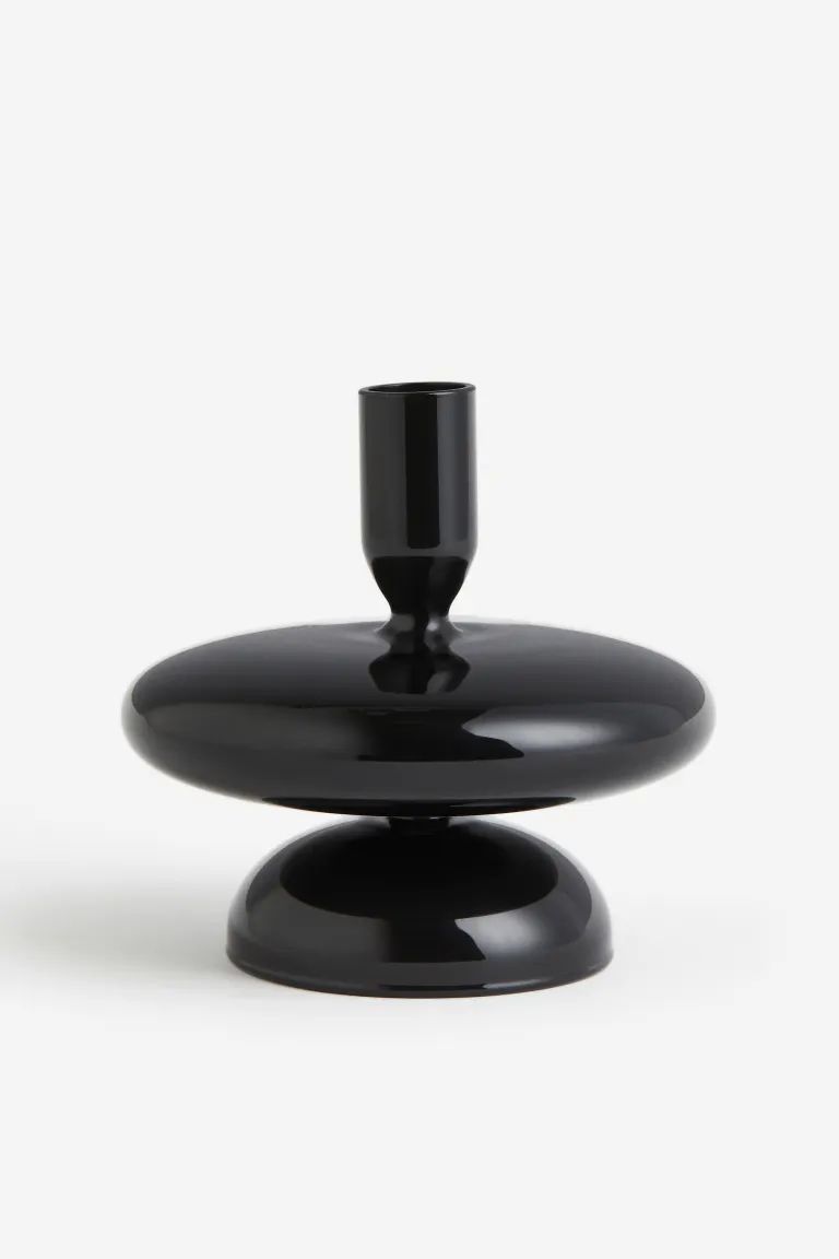 Glass Candlestick - Black - Home All | H&M US | H&M (US + CA)