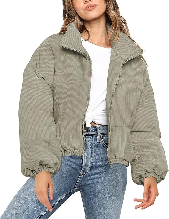ETCYY Women's Causal Lightweight Quilted Jackets Long Sleeve Oversized Warm Winter Zip Up Coat wi... | Amazon (US)