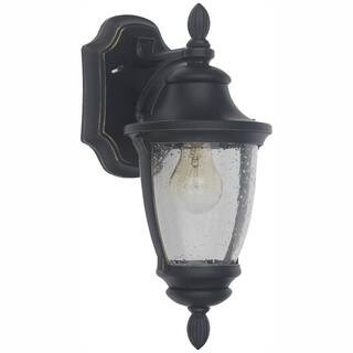 Wilkerson 1-Light Black Outdoor Wall Lantern Sconce | The Home Depot