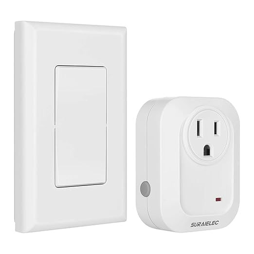 SURAIELEC Wireless Wall Switch Remote Control Outlet, No Wiring Needed, 100ft RF Range, Pre-Progr... | Amazon (US)