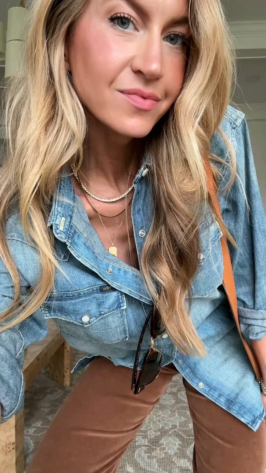 Denim top: wearing men’s S
Brown high rise corduroys 

#LTKmomlife #LTKdayinmylife #LTKgrwm