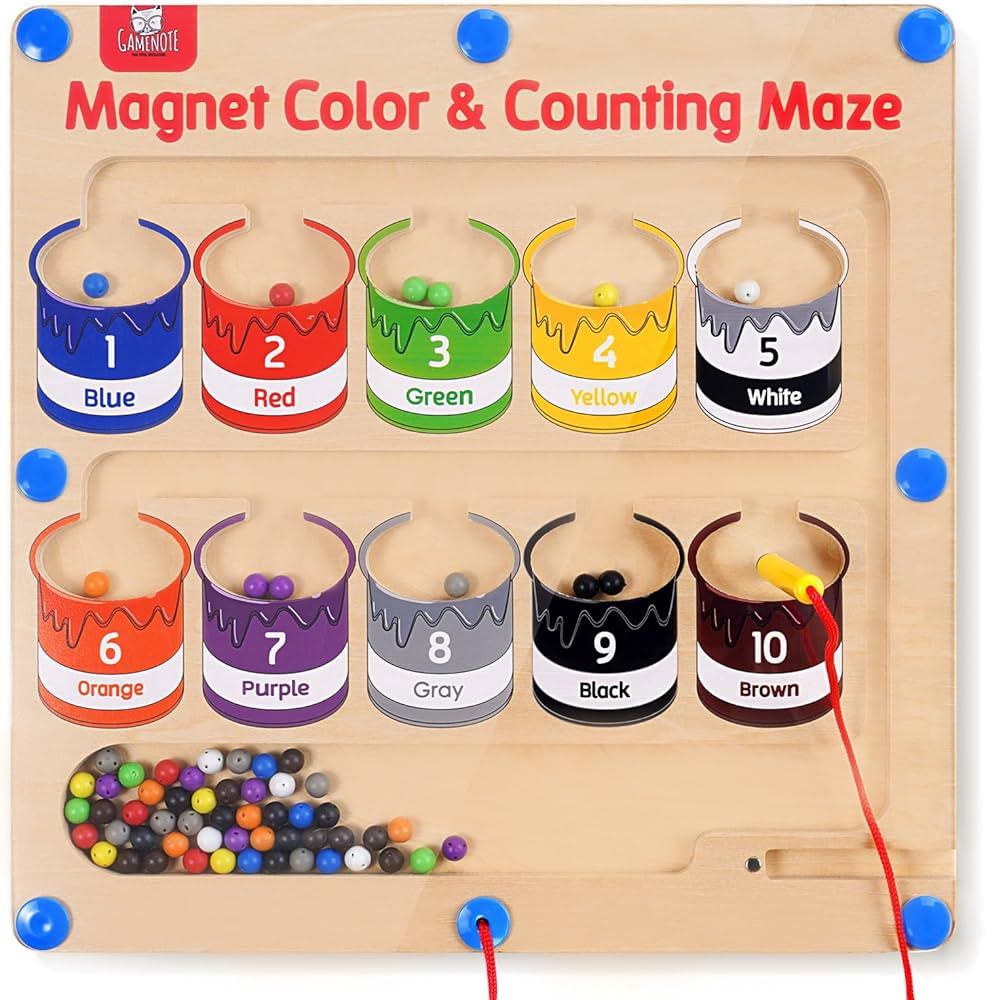 GAMENOTE Magnetic Color and Number Maze - Montessori Fine Motor Skills Toys for Boys Girls 3 4 5 ... | Amazon (US)