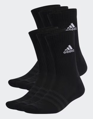 adidas Training cushioned crew socks 6 Pairs in black | ASOS (Global)