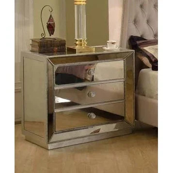 Best Master Furniture 3 Drawer Mirrored Nightstand | Bed Bath & Beyond