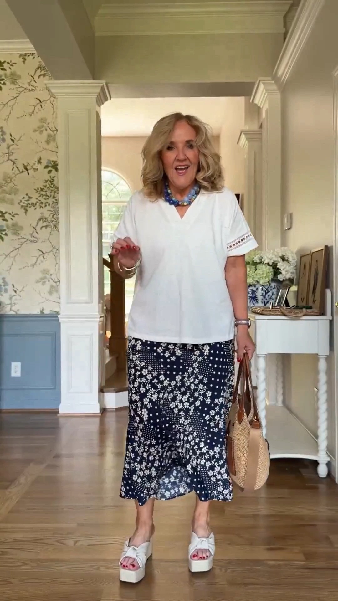 Affordable fashion by Kohl’s
This linen is white top has pretty details and is a nice top not to have to tuck into your skirts and pants wearing a medium
This slip skirt has several different prints. I’m wearing a medium.
Great outfit for business casual for teachers for church and vacation
Honestly, I just wear it any day of the week

#LTKOver40 #LTKSaleAlert #LTKootd