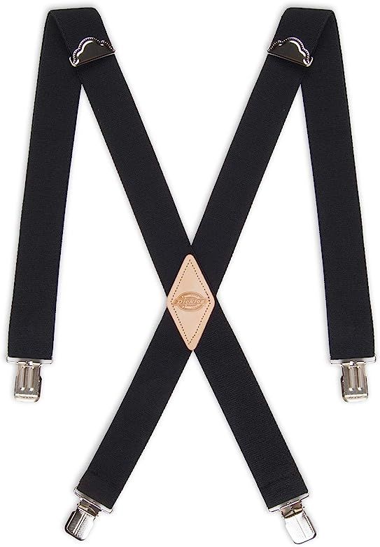 Dickies Men's 1 1/2 inch Solid Straight Clip Adjustable X Back Suspender | Amazon (US)