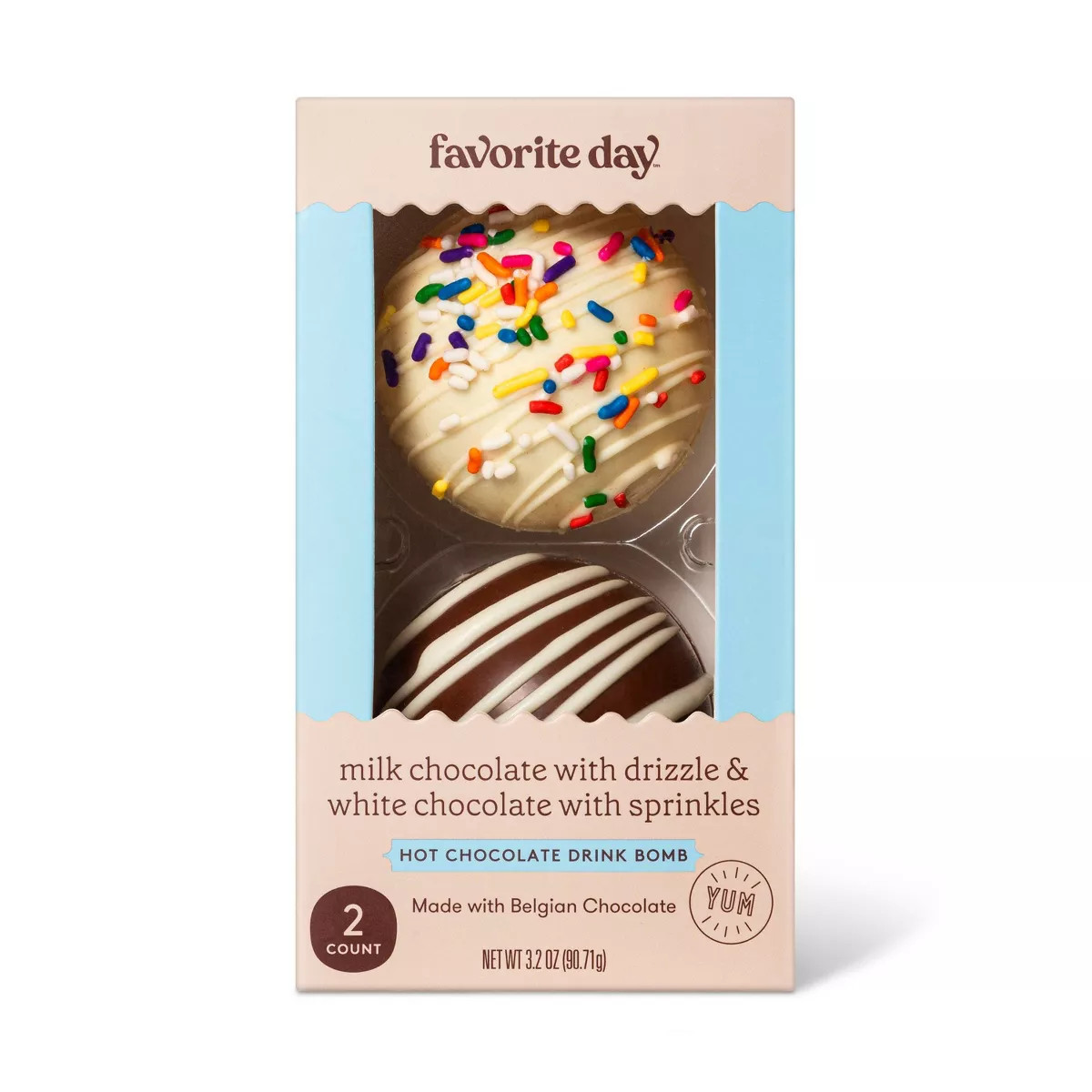 Hot Chocolate Bombs - Milk w/White Drizzle & White w/Confetti - 3.2oz - Favorite Day™ | Target