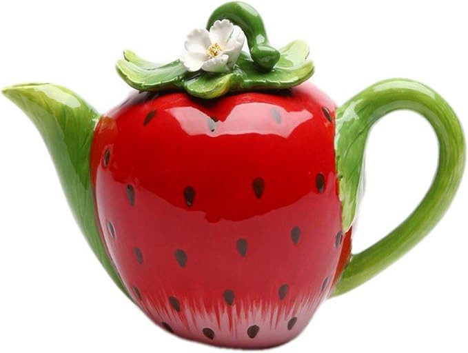 Cosmos Gifts Strawberry Ceramic Teapot, 5-1/4-Inch | Amazon (US)
