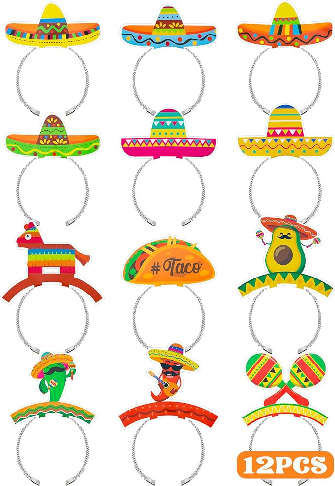 Cinco De Mayo Decorations, Sombrero Party Hats, Mexican Colorful Cardboard Headbands, Fiesta Head... | Amazon (US)