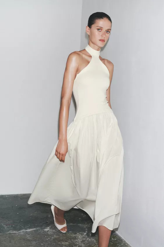 HALTERNECK DRESS WITH MATCHING DETAIL | Zara UK