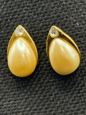 Vintage Pearl Earrings, Post, Cream Pearl and Gold, Unique | eBay US