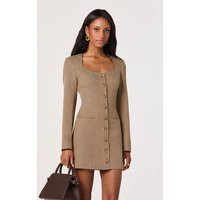 ASTR the Label | Tailored Sweetheart Mini Dress in Tan houndstooth | Size L | ASTR The Label (US)