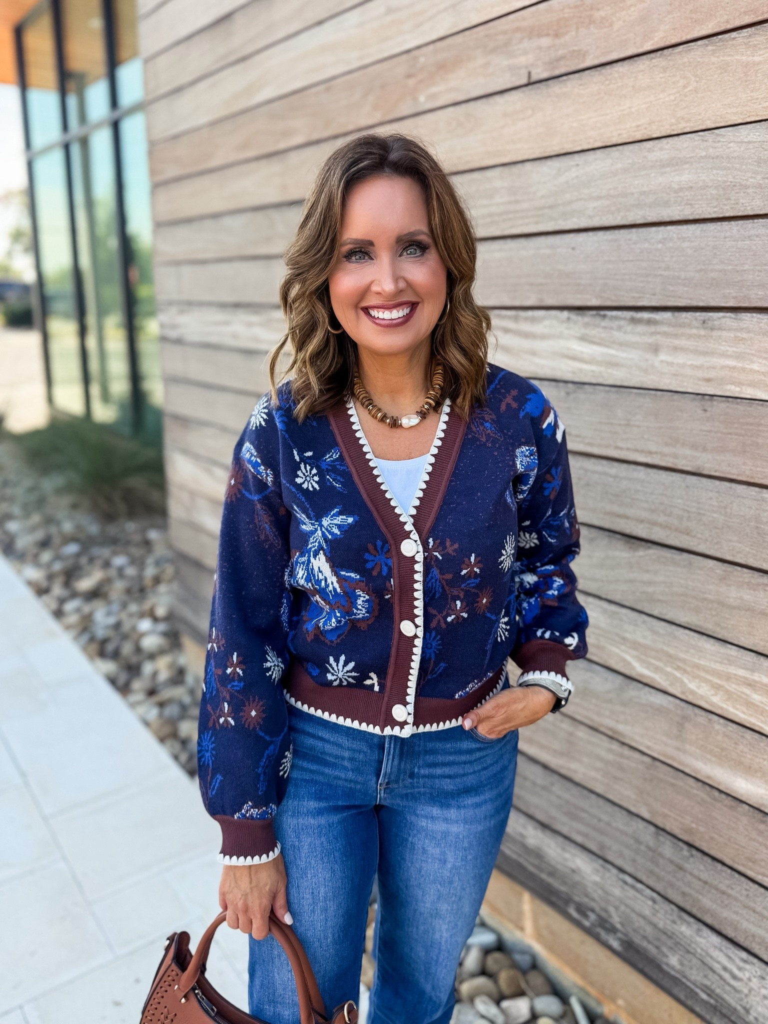 Love this fall cardigan! Everything runs true to size 

Use code LAURA on my necklace and earrings

#LTKootd #LTKOver40 #LTKmomlife