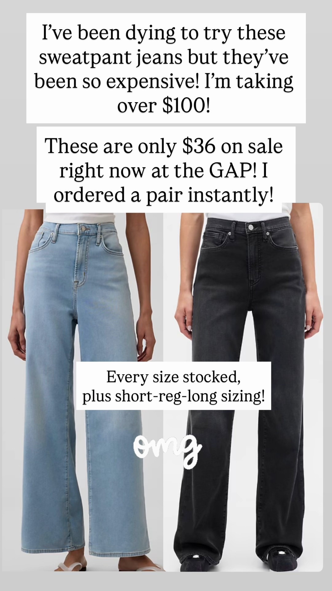 These sweatpants jeans are only $36 right now! They are normally over 100! I’ve been dying to try these, but the price point has been so high that I just have not bought them. Scoop up these for $36 right now!

#LTKSaleAlert