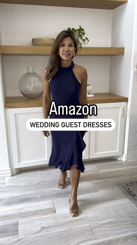 Wedding Guest Dresses.
First dress in small tts, color Navy, wearing  fav strapless bra and linked.
2nd dress in small, color pink, wearing shapewear in small/medium,  31k reviews. It’s so good! 
3rd dress in small, black, with strapless bra. 
Both sandals tts(fav Amazon heels).
Both bags are linked as well as accessories.
Amazon find, cocktail dress, spring dress, outdoor wedding, destination wedding, evening wedding, daytime wedding, summer dress, event dress, special occasion dress, formal dress for cruise.

#LTKwedding #LTKsalealert #LTKVideo