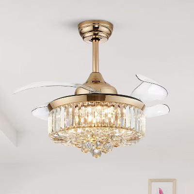 Ludomide 36 Inch Fandelier, Gold Crystal Chandelier Fan with Light and Remote Dimmable Ceiling Fan for Bedroom Living Room | Target