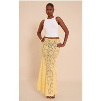 Lemon Floral Lace Sheer Maxi Skirt | PrettyLittleThing US