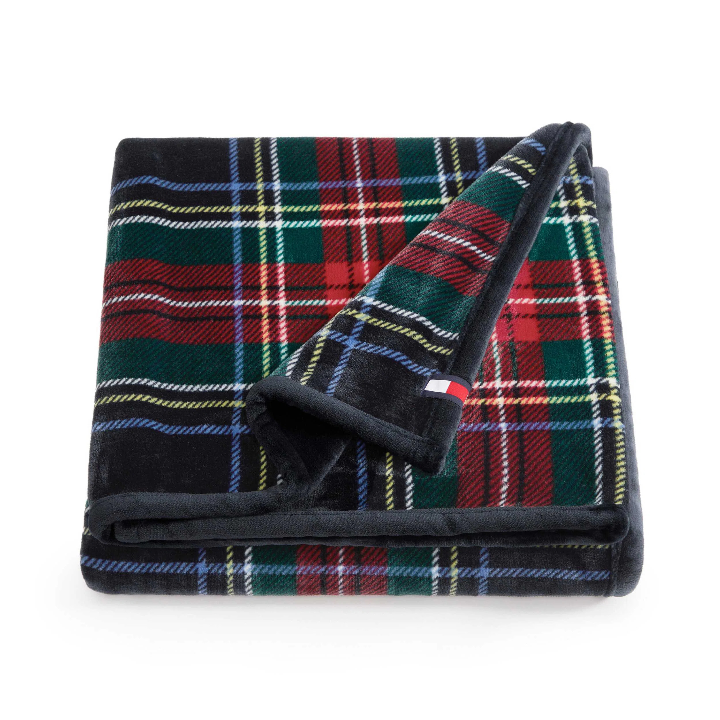 Tommy Hilfiger Devon Tartan Blue Reversible Lush Throw Blanket | Wayfair North America