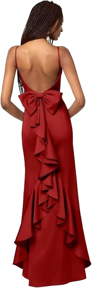 LISEJIU Satin Prom Dresses Spaghetti Straps Formal Party Dress for Women Ruffles Pleated Ball Gow... | Amazon (US)