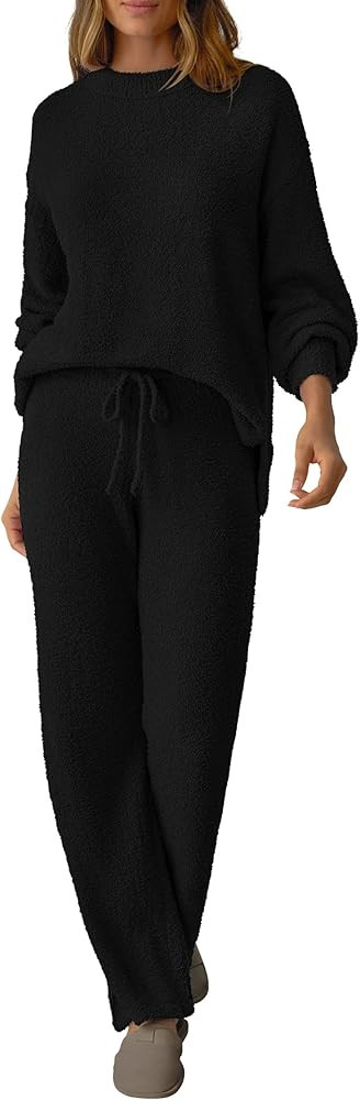Women's 2 Piece Oversized Fuzzy Fleece Pajama Set Long Sleeve Fall Winter Pajamas Lounge Sets 202... | Amazon (US)