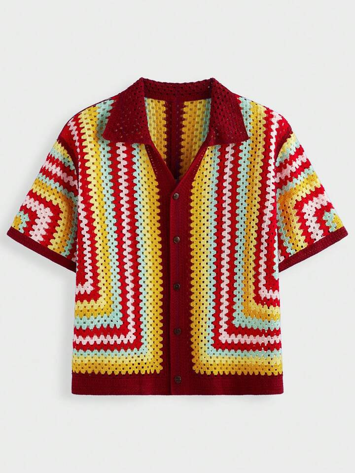 Manfinity VCAY 1pc Men Y2K Casual Fit High Street Vintage Style Color Stripe Fall Knit Top | SHEIN