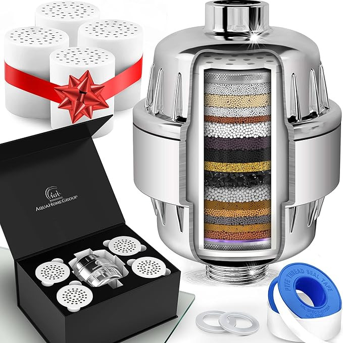 Shower Head Filter for Hard Water - 20 Stage - 5 Replacement Cartridges - High Output Water Softe... | Amazon (US)