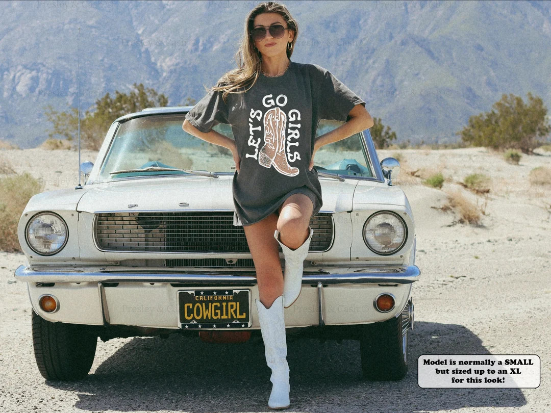 Lets Go Girls Shirt Comfort Colors Shirt Vintage Nashville Shirt Oversized Country Music Tee West... | Etsy (US)