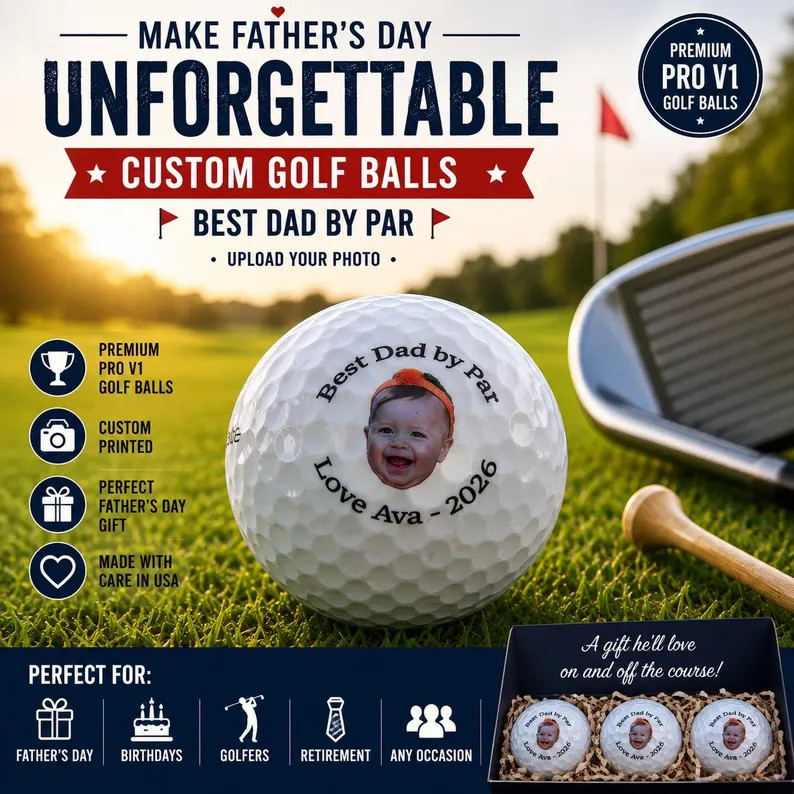 Father\u2019s Day Custom Golf Balls \u2013 Personalized Photo Golf Ball Gift for Dad \u2013 Funny... | Etsy (Global)