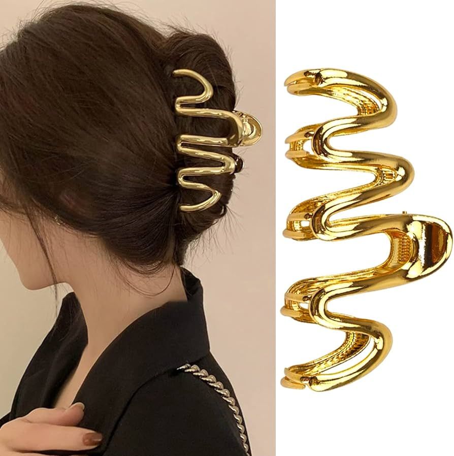 Snake Hair Claw Clip Gold Line Hair Clip Metal Snake Shape Creative Claw Clips for Women Girls Ha... | Amazon (US)