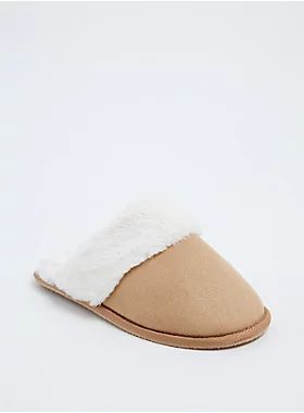 Tan Faux Suede Faux Fur Slipper (Wide Width) | Torrid