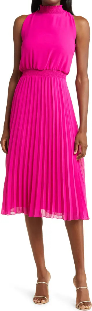 Smocked Pleat Sleeveless Midi Dress | Nordstrom
