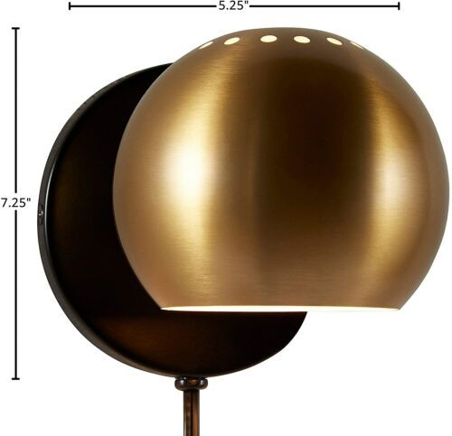 Rivet Mid Century Modern Wall Mounted Plug-In Sconce, 7.25"H, Gold | eBay US