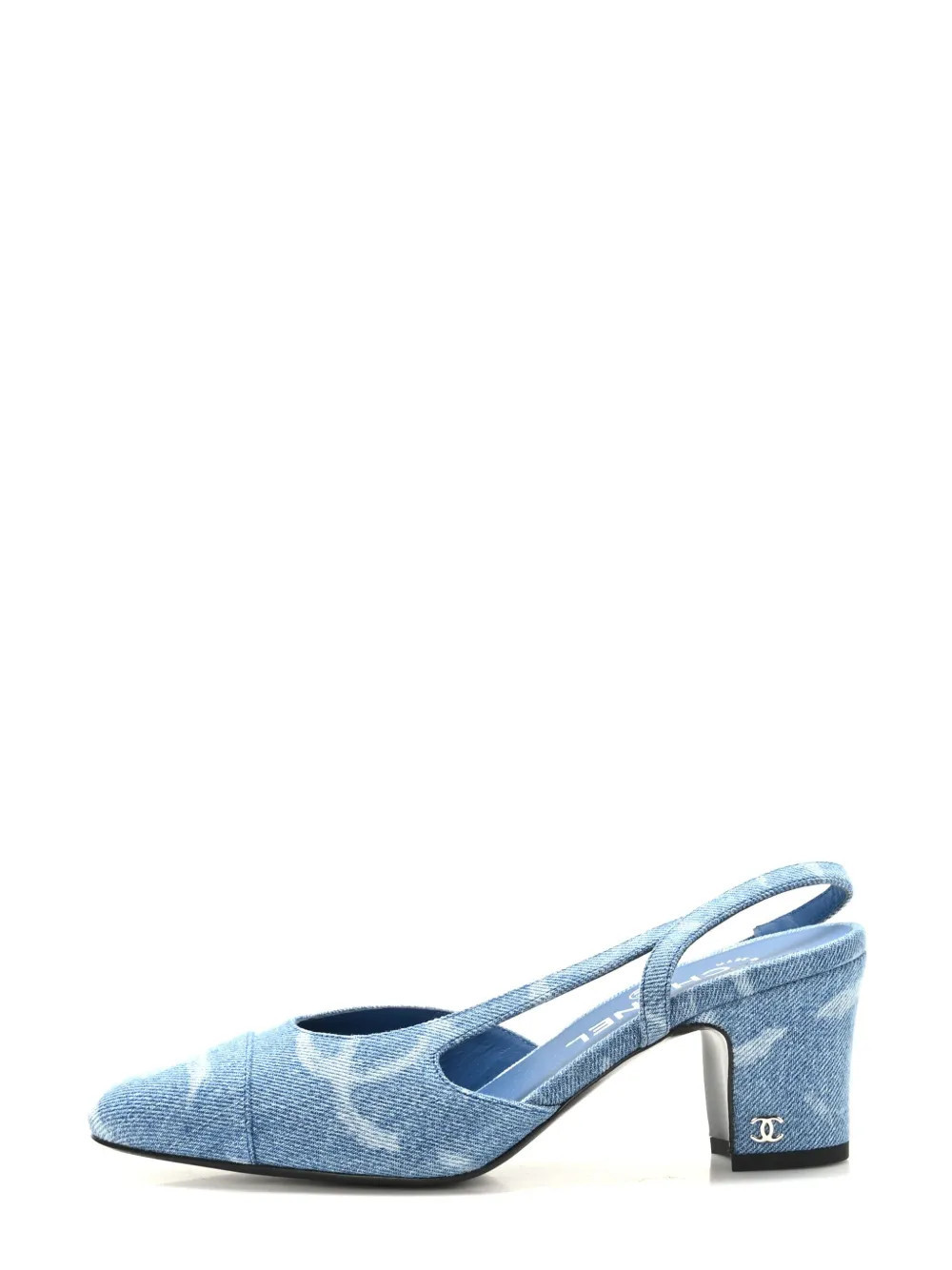 CHANEL Pre-Owned CC denim slingback pumps - Blue | Farfetch Global