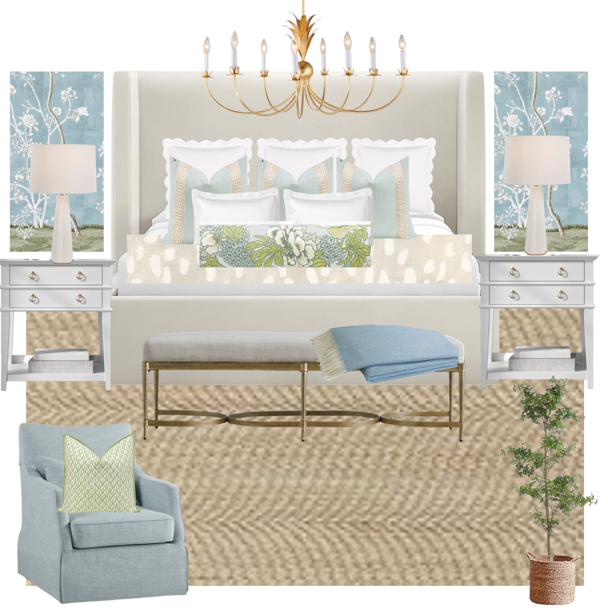 Grandmillenial primary bedroom or guestroom design #grandmillenial #grandmillenialdecor #grandmillenialstyle #primarybedroom #guestbedroom #roomdesign #roomdecor #blueandgreen 

#LTKHome #LTKOver40 #LTKFamily