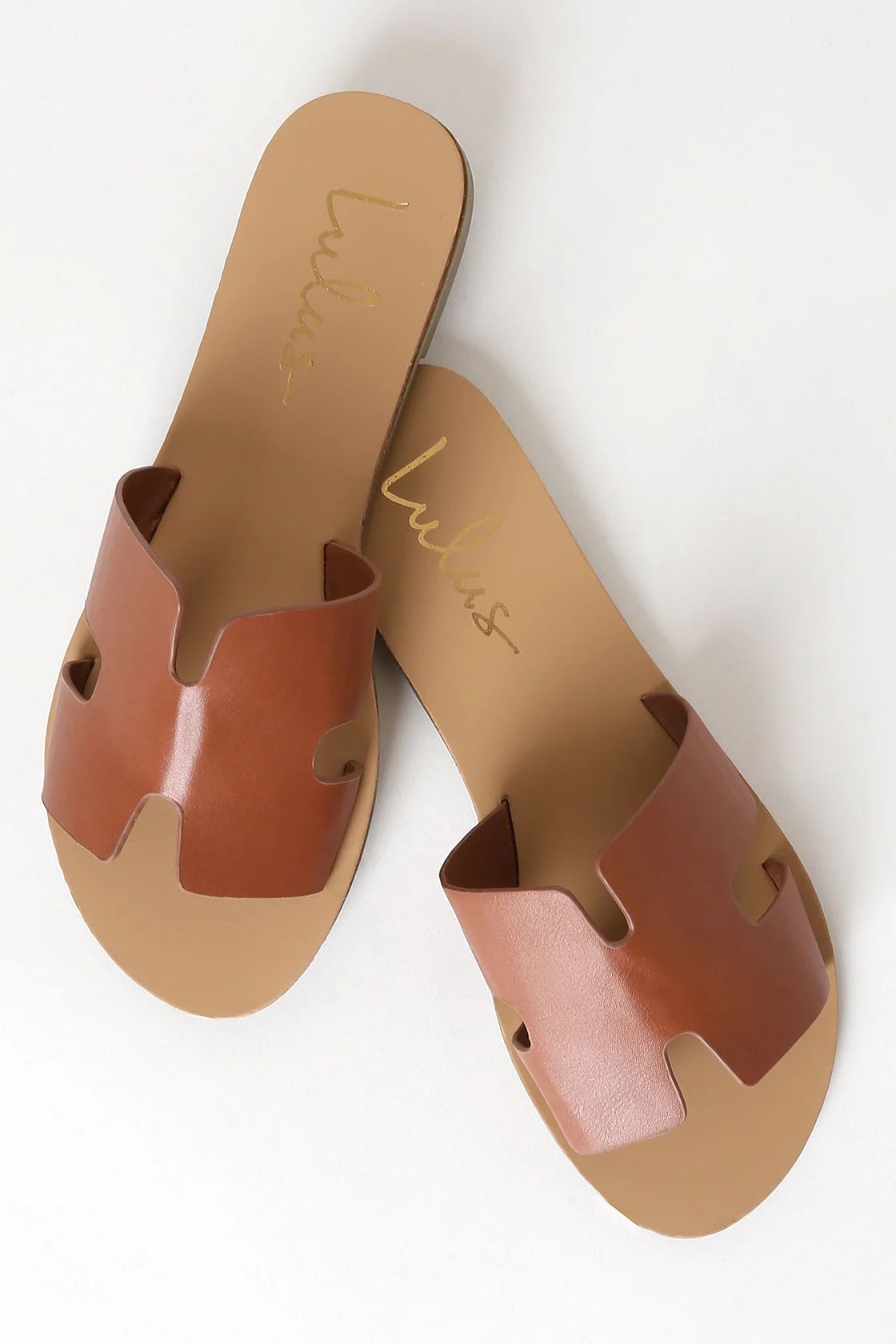 Saxon Tan Slide Sandals | Lulus (US)