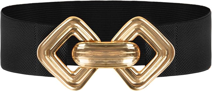 Kate Kasin Women's Elastic Wide Waist Belt Vintage Geometric Metal Dress Stretchy Belt | Amazon (US)