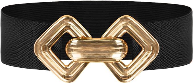 Kate Kasin Women's Elastic Wide Waist Belt Vintage Geometric Metal Dress Stretchy Belt | Amazon (US)