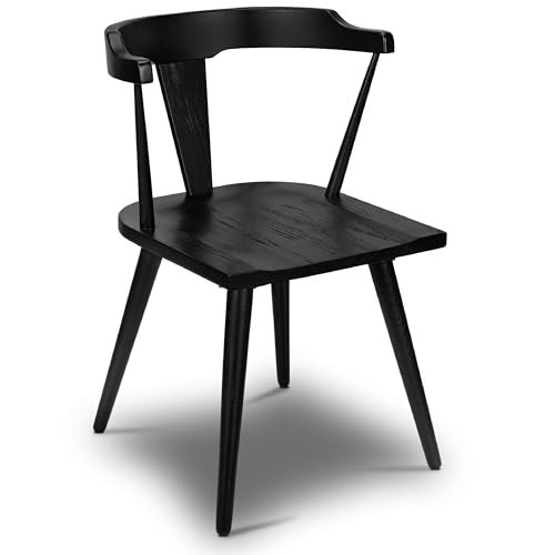 Poly & Bark Enzo Black Dining Chair - Kitchen & Dining Room Chairs - Solid Oak Wood Black Kitchen Chair - Mid Century Modern Dining Chairs with Simple Assembly and Tapered Legs | Amazon (US)